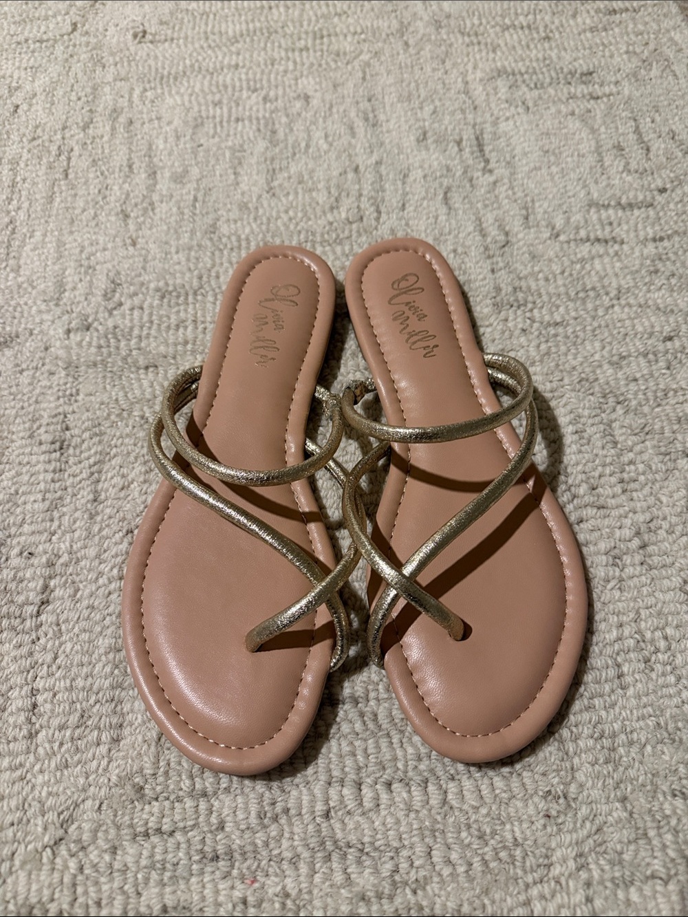 Olivia Miller Gold Strappy Sandal with Nude Footbed